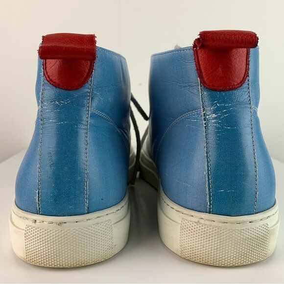 Del Toro men’s white blue leather hi-top chukka lace up sneakers boots size 11 main image 7